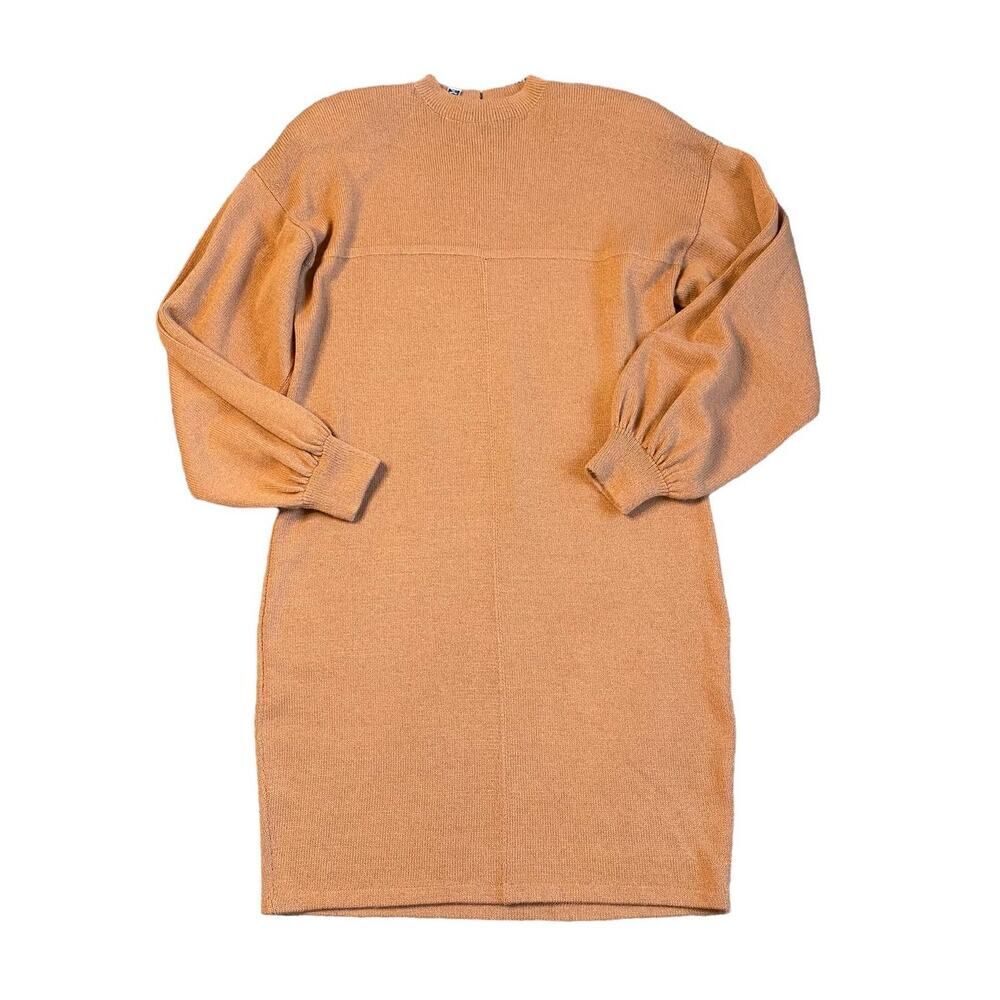 Vintage St. John by Marie Gray Camel Knit Mock Neck Sweater Dress Size 8 - Picture 2 of 9